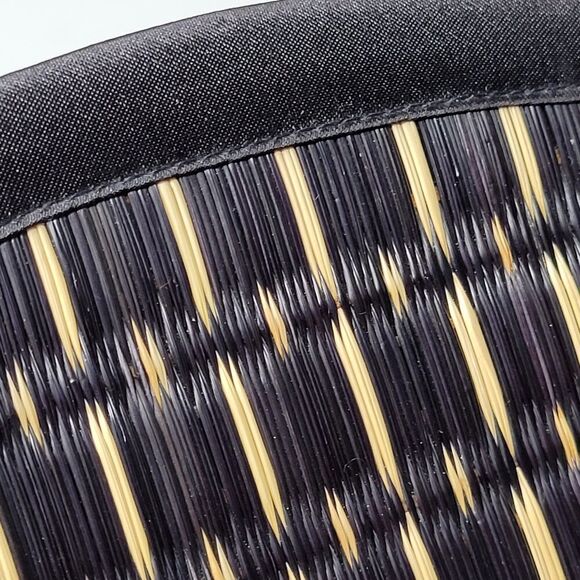 BASKETS OF CAMBODIA black tan top zip multi compartment tote bag purse LIKE NEW - Picture 6 of 16